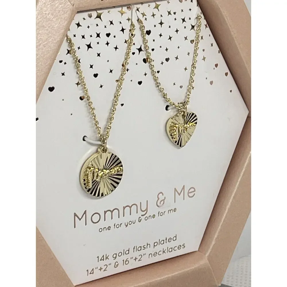 Unwritten 14K Gold Plated Mommy & Me Necklace(2 Piece Set)Gift For Mom Chic NEW
